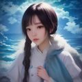 SEO编辑王浩然的工作照，坐在电脑前，屏幕显示搜索数据图表